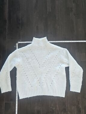 a.n.a Cream Turtleneck Openwork Knit Sweater